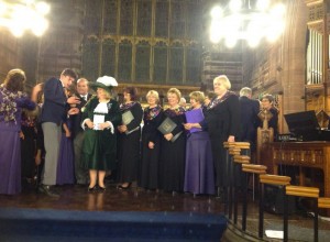 Sharman with President Lesley and members of the Dovedale and Salford Royal Hospital Choirs