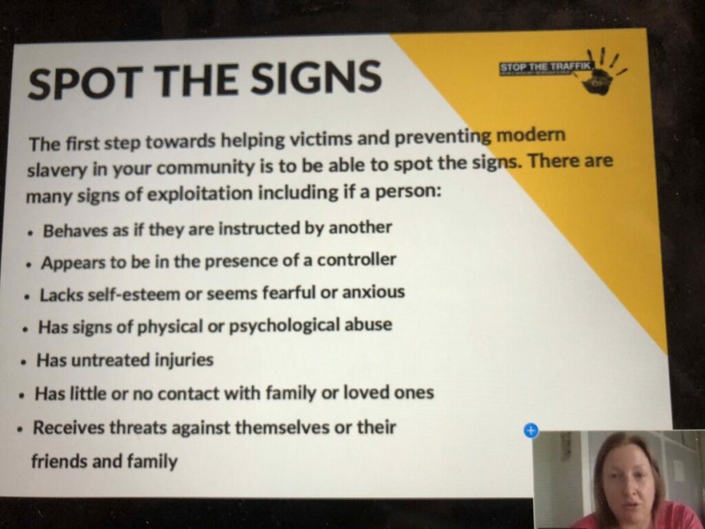 Human Trafficking signs Soroptimist International Great Britain and Ireland (SIGBI)