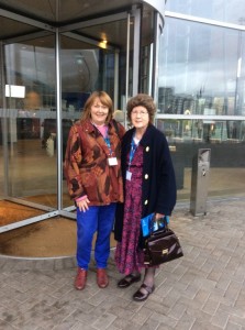 Sian and Lucille arriving at Conference