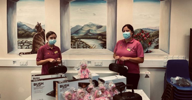 A picture of the items bought with our donation to Dementia care in 2020.