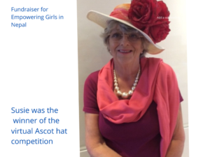 SUSIE WON THE FUNDRAISING VIRTUAL ASCOT HAT COMPETITION