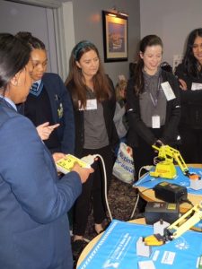 School students try robotics at a Soroptimist STEM event