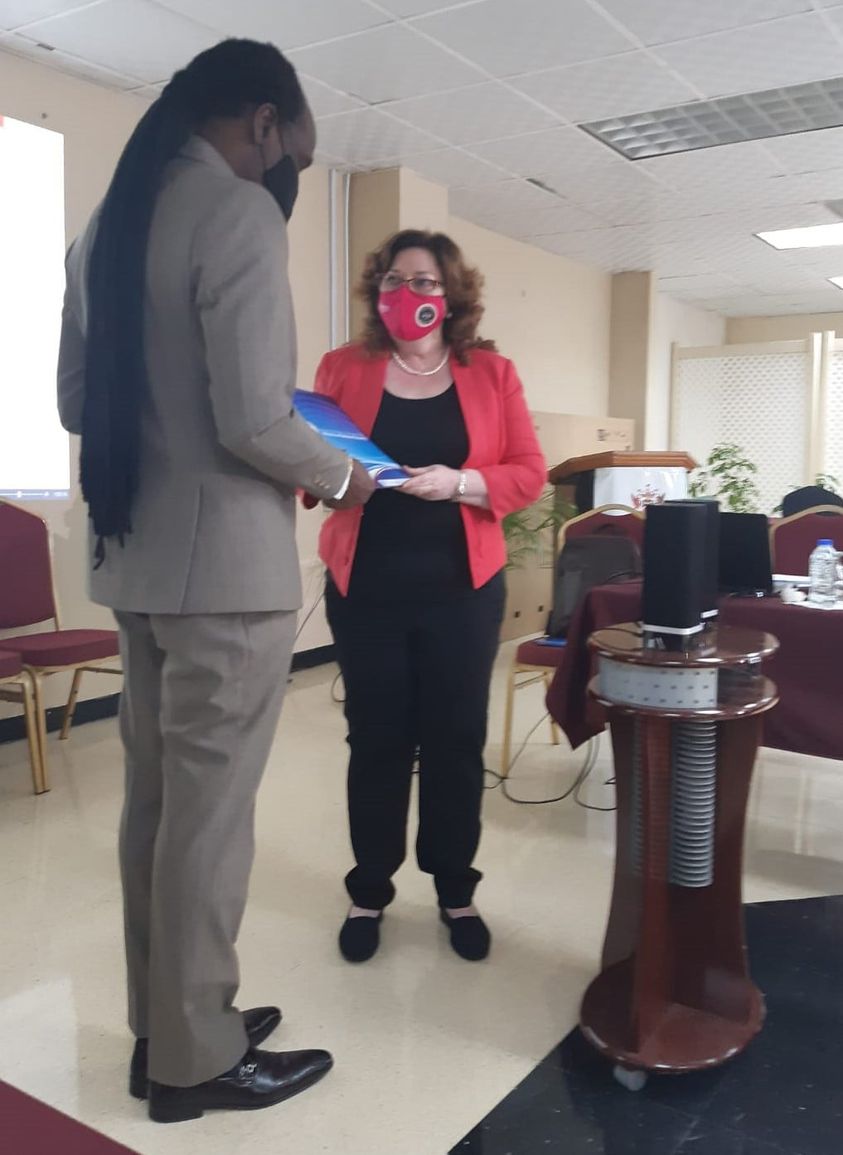 Congratulations to Rabbia Khan, Vice President of Soroptimist International Esperance and President of The InterClub of Trinidad and Tobago 🇹🇹 . She received her ministerial letter of appointment for the National Task Force Against Trafficking in Persons Working Group from Minister of National Security, the Honorable Fitzgerald Hinds.