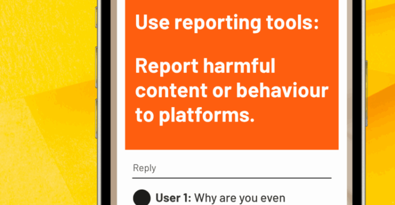 Use reporting tools: Report harmful content or behaviour to platforms. Most social media sites have reporting mechanisms—use them! Your reports help platforms identify and remove abusive content