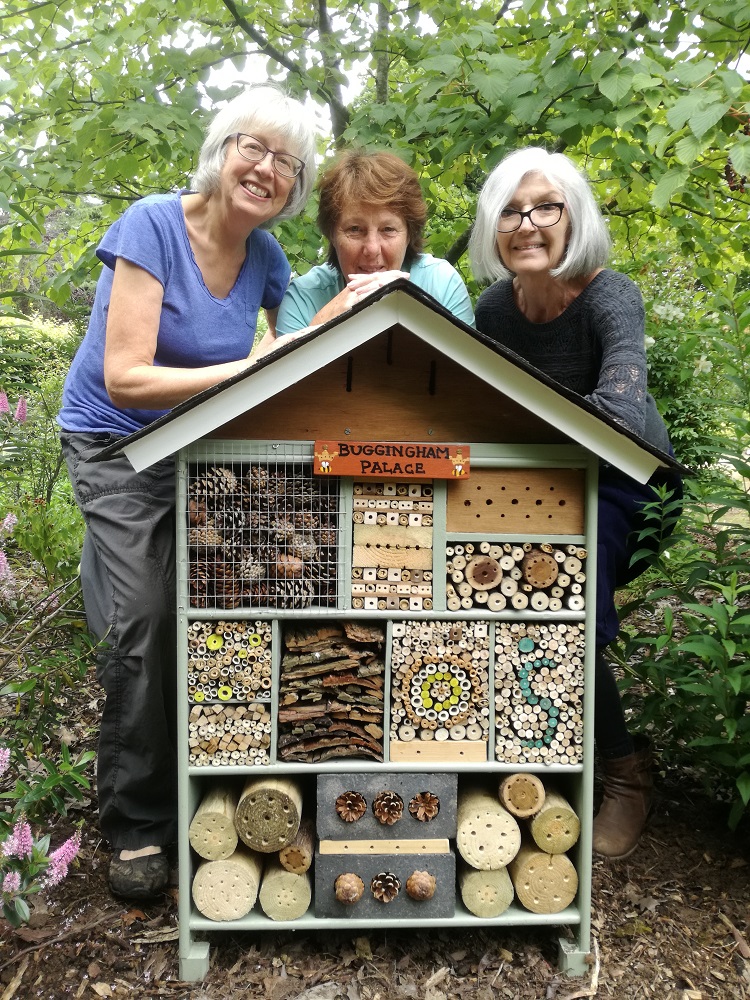 Alison ( left) with her amazing Buggingham Palace, which will provide shelter for insects over the winter