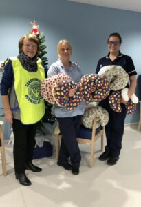 Jean with staff at Clatterbridge hospital