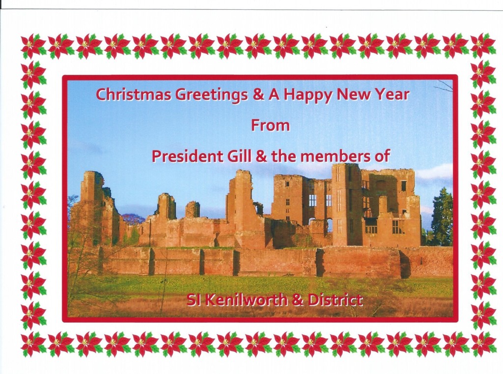 Card with Kenilworth Castle and Christmas greetings