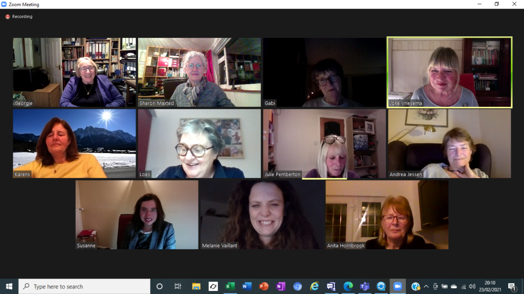 Screenshot of Club members at Zoom Friendship meeting