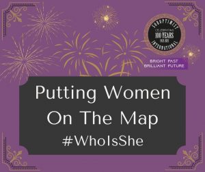 Purple background SIGBI logo with title putting women on the map