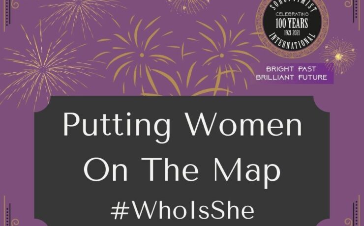 Purple background SIGBI logo with title putting women on the map