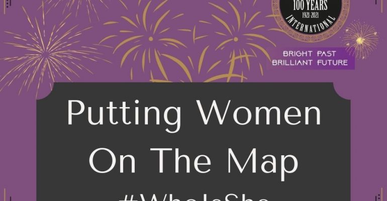 Purple background SIGBI logo with title putting women on the map
