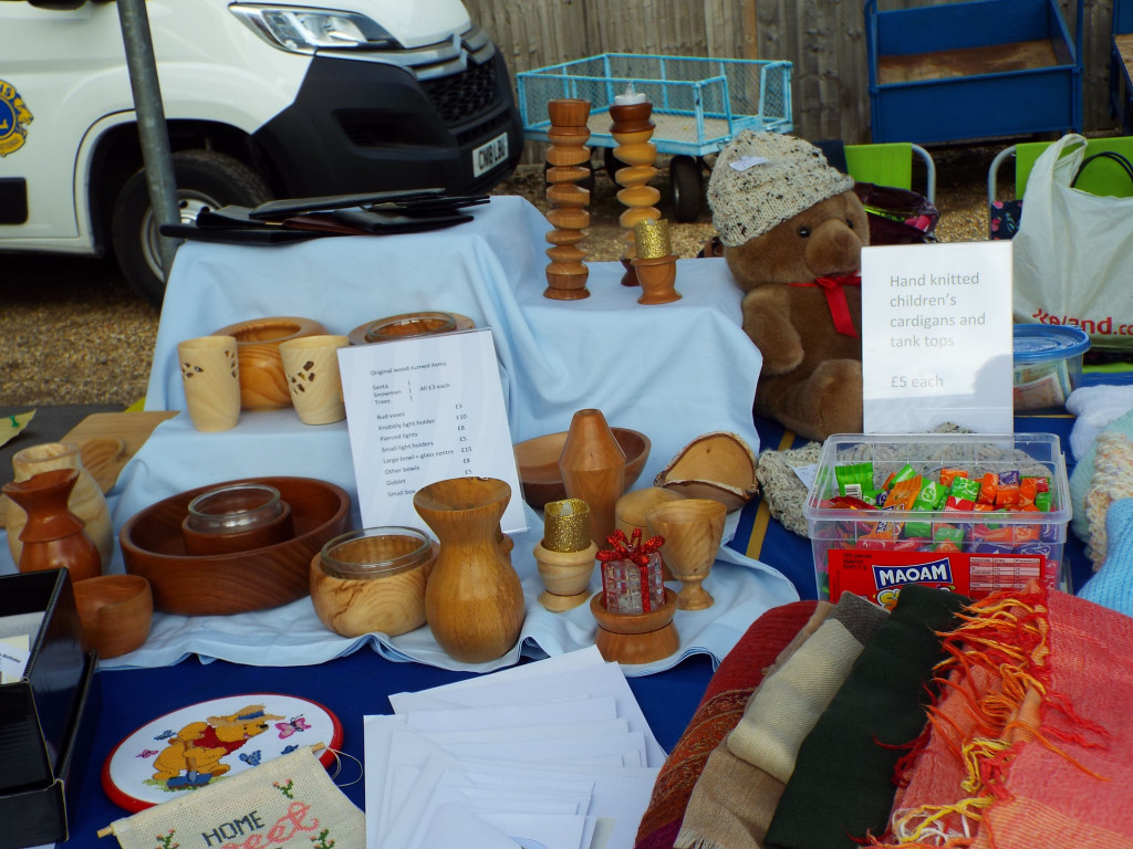 Homemade crafts on stall table