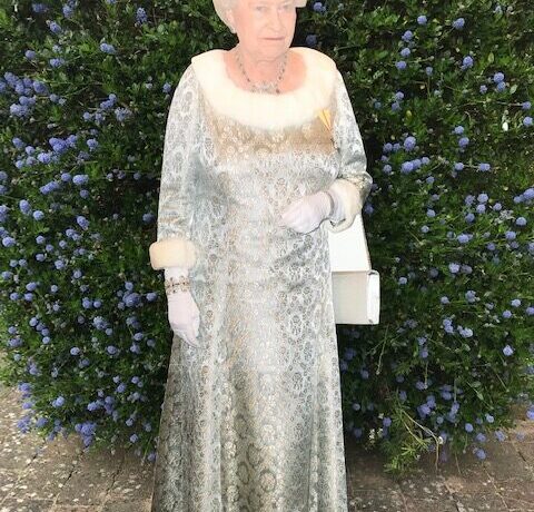 Lifesize cardboard image of Queen Elizabeth II