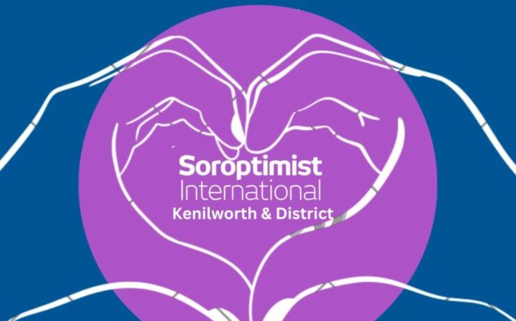 Poster for International Women's Day with outline of to hands making a heart outline