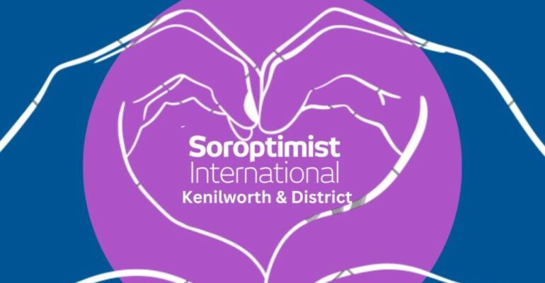 Poster for International Women's Day with outline of to hands making a heart outline