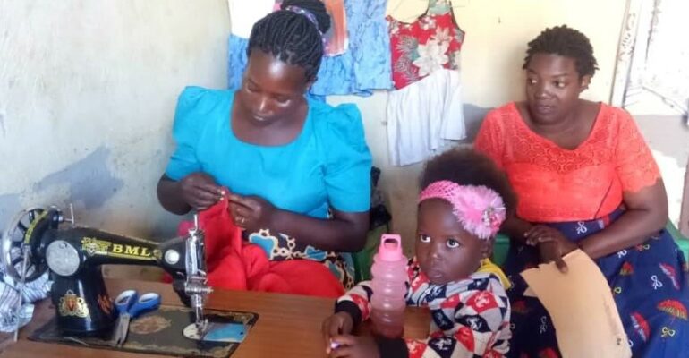 Thanks to Siroptomist International, LCU bought materials for the tailoring program for the women group in Vumba village such as Kitengi materials for sewing clothes for sale. LCU also rented a room for the ladies of the tailoring program in Vumba village because they have been having issues during rainy seasons due to the shelter they had built last year to train from.