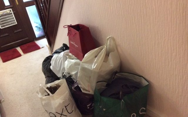 Bags of Coats Collected for the women's shelter