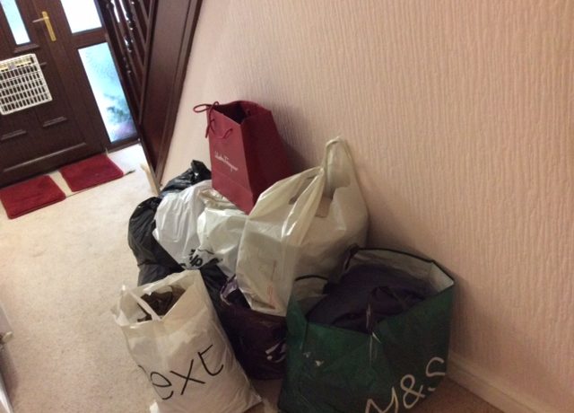 Bags of Coats Collected for the women's shelter