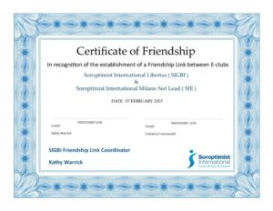 Certificate of friendship