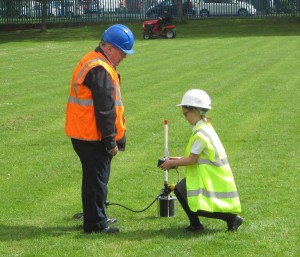 A year 4 pupil prepares to launch their rocket