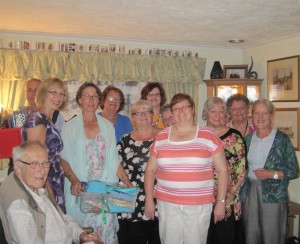 Christa Box from SI Kaarst receiving the stationery from President Lesley and club members of SI Lichfield & District