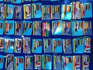 Pencil Cases packed with writing materials for the schoolchildren