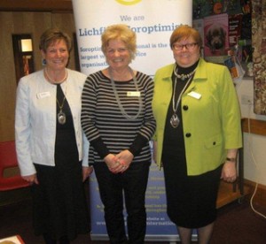 Region President Carol, Lichfield President Lesley at induction of new member, Beryl