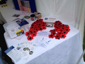 Eye catching poppies - including those made this year using ring pulls!