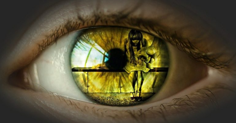 Reflected image depicting violence against women