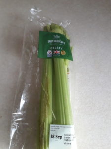 Photo of celery in a plastic wrapper