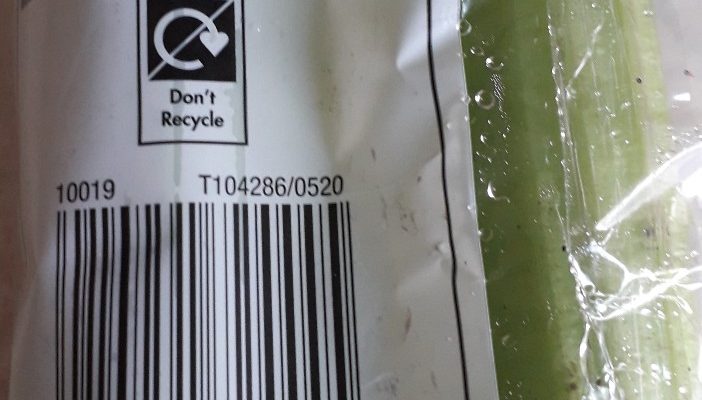 Photo of Do Not Recycle Label on pack of celery