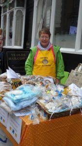 Elaine with her well-stocked stall at Conwy Honey Fair.