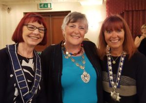 Presodenys Janet and Helen awith Federation President Margaret Emsley at the Wallasry Charter Dinner.