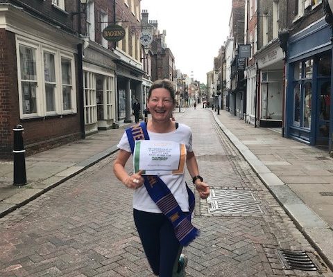 Jules running down Rochester High Street May 2020