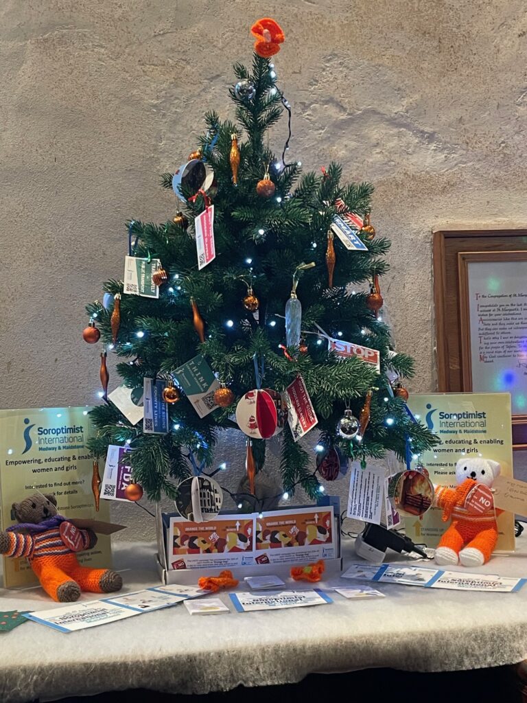 Orange themed tree at Christmas Tree Festival in Medway