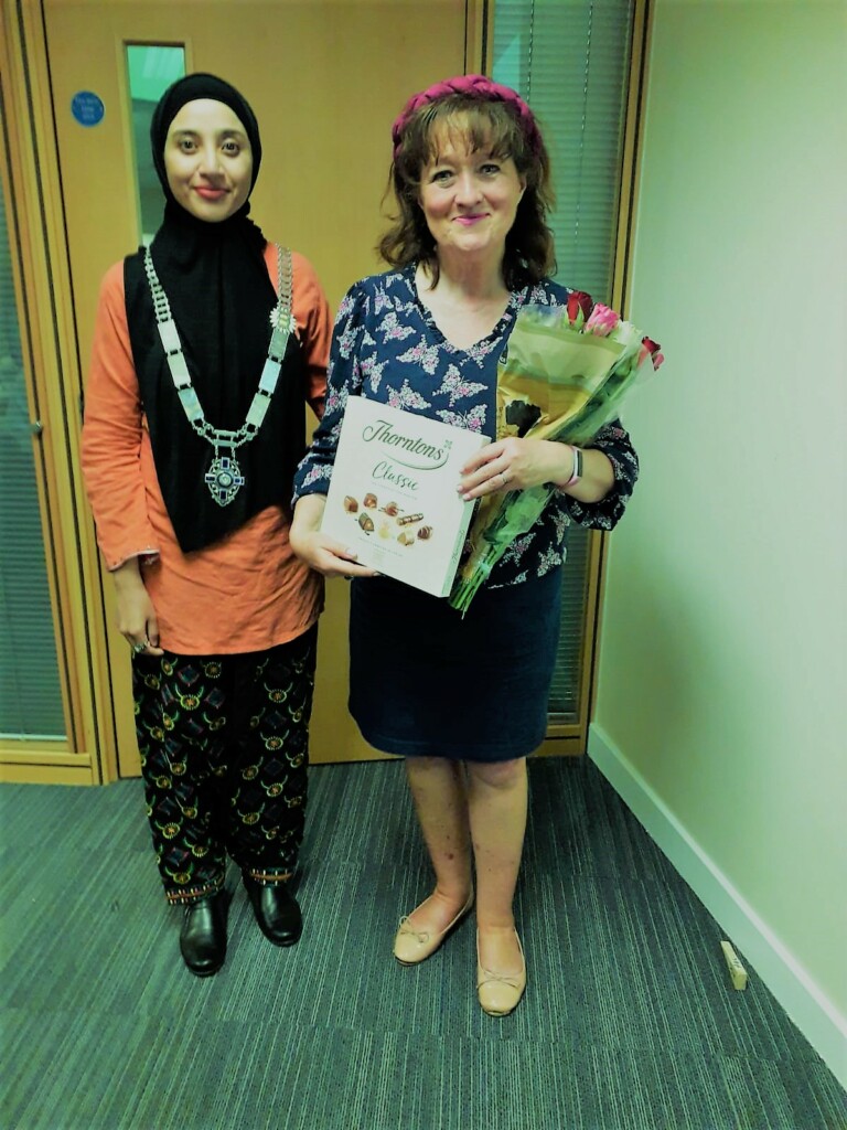 President Uzma Kazmi (L) and Catherine Donovan (R)