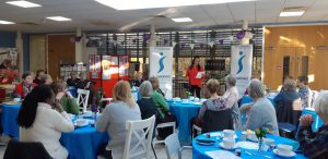 2022 IWD Afternoon Tea event, Kay Smith MK Community Foundation giving a speech