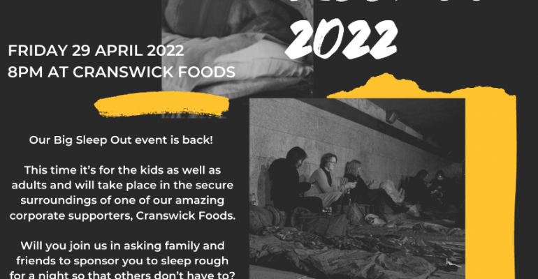 Winter Night Shelter Big Sleep Out April 2022 fund raising event is back