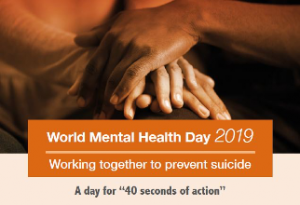 Hands clasped for world mental health day 2019