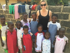 Sarah with some of the children in Lawra