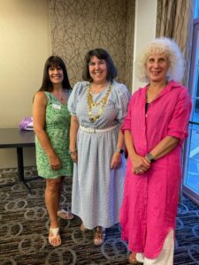President Lindsey with new members Lynn and Fiona at our June Monthly Meeting