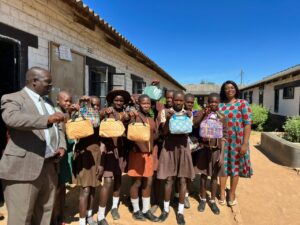 Pupils with their new bags