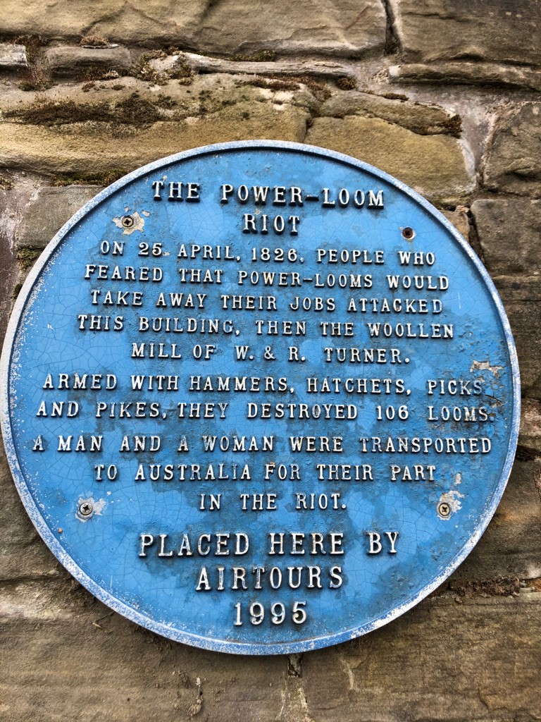 Power Loom Riot blue plaque