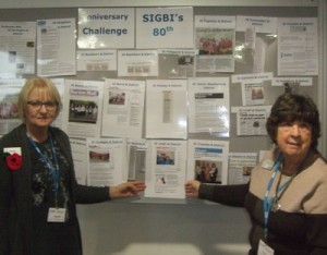 President Gilliam Bowyer and Margaret Molyneux at the SIGBI display