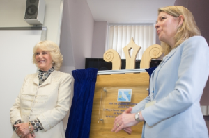 Duchess of Cornwall at St Mary's Sexual Assault Referral Centre, Manchester, with Dr White, Clinical Director (Photo courtesy of St Mary's SARC, used with permission)