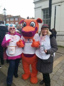 Jane Hope the Hippo Debbie St Albans Pancake Race