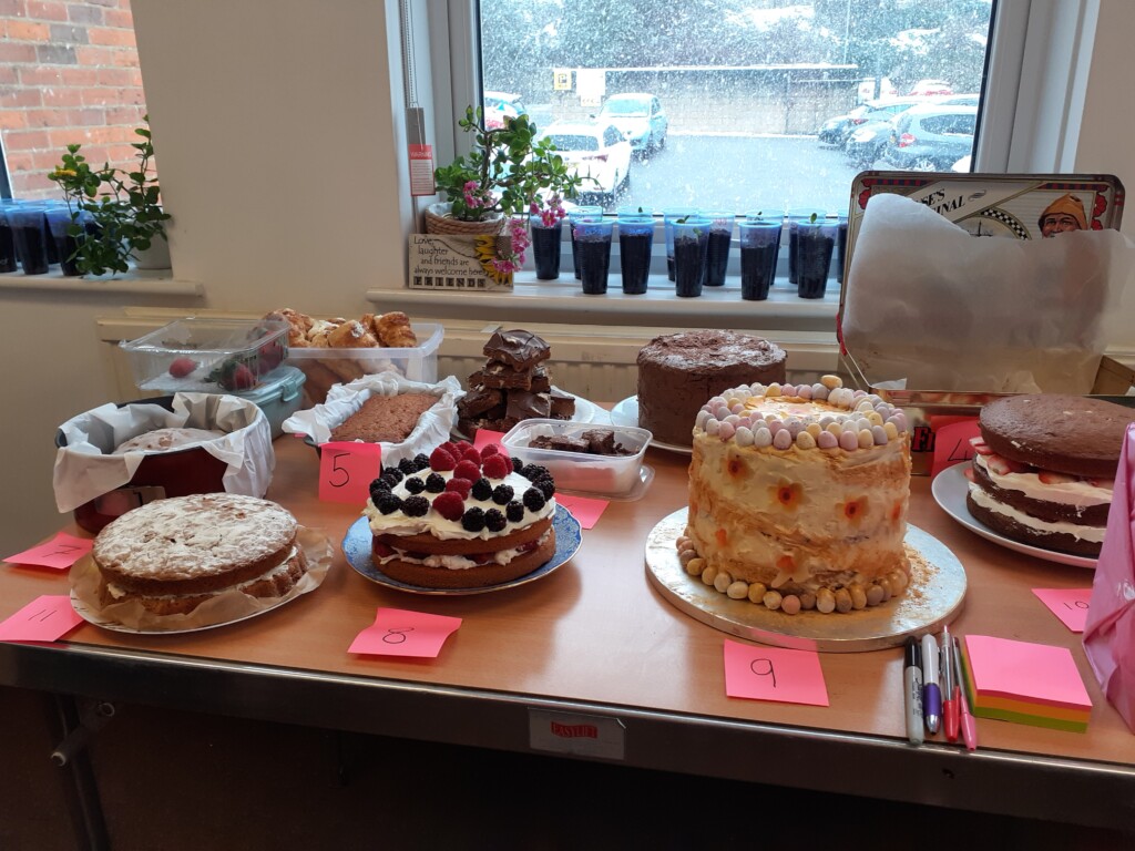 A table of cakes, ready for the judges