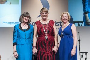 Daphne is to the right of the photo with Ann Hodgson, Incoming Federation President, in the centre and Diane Steele, on the left of the photo, outgoing Regional President.