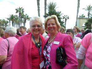 Regional President Daphne with Yvonne Simpson Soroptimist International President at the Pink by the Pool event in support of Breast Cancer