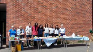 Soroptimists with girls from St Swithuns